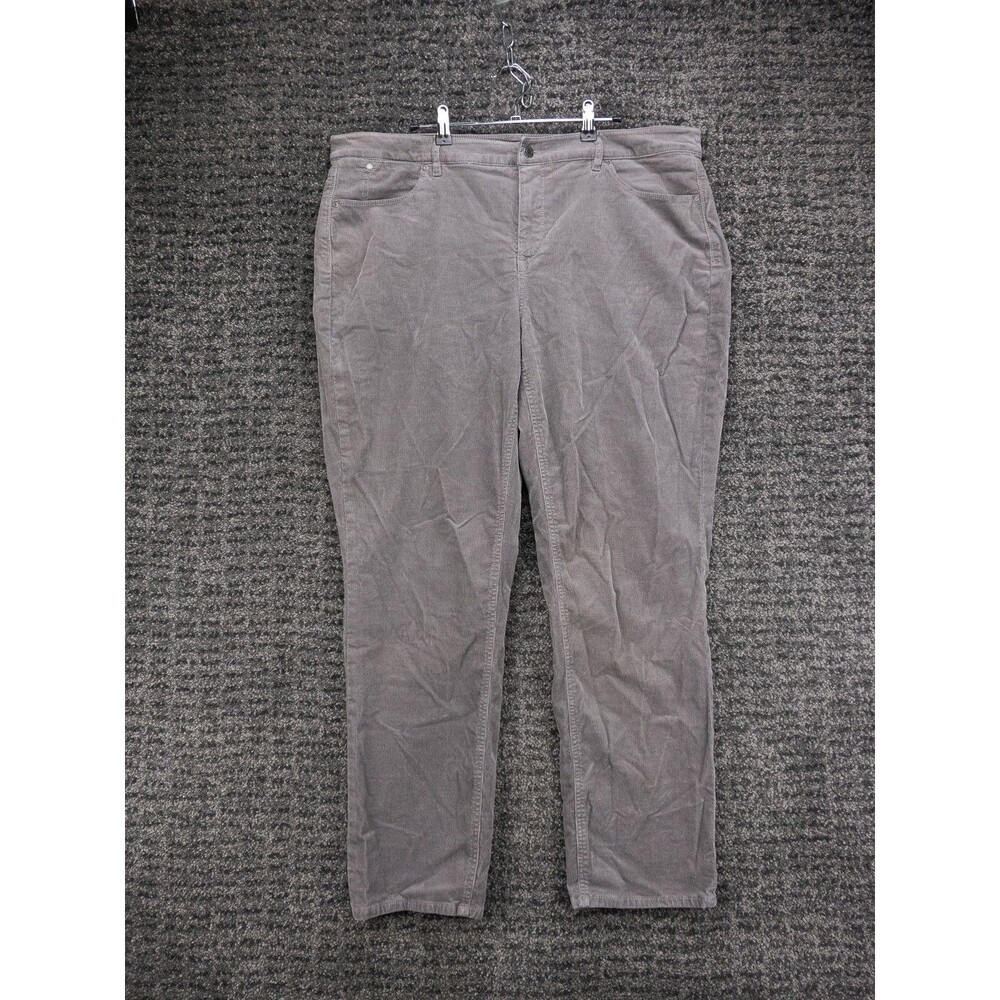 Talbots Pants Womens 18 Gray Flawless Five Pocket Corduroy Straight Leg Stretch